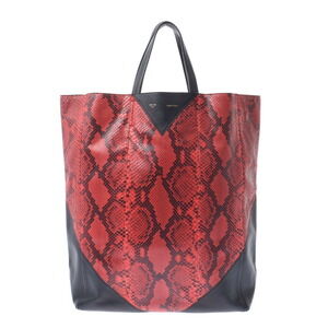 Celine Red Black Python Calf Tote Bag